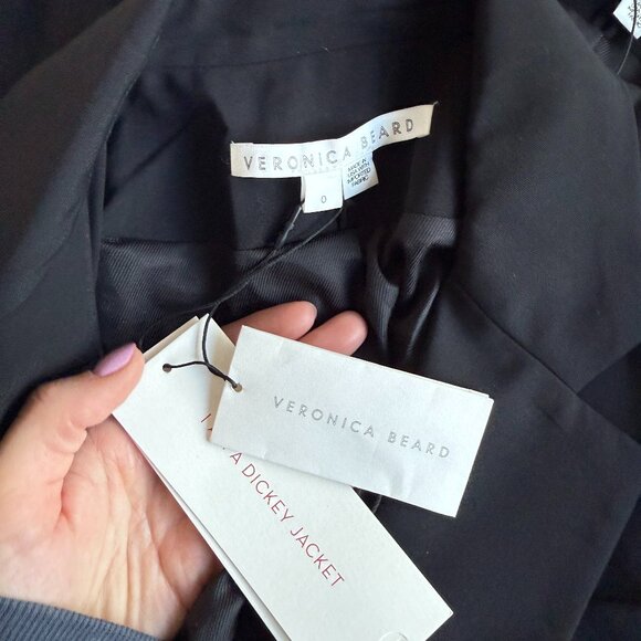 NWT Veronica Beard Classic Blazer Jacket In Black Notch Lapels Tailored Fit Sz 0 - Picture 3 of 9